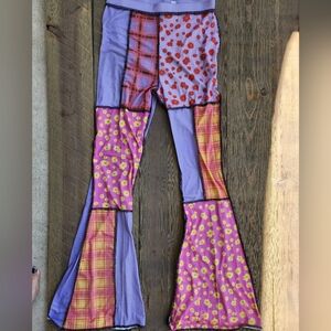 The Ragged Priest Colorful Patchwork Flared Pants Sz M